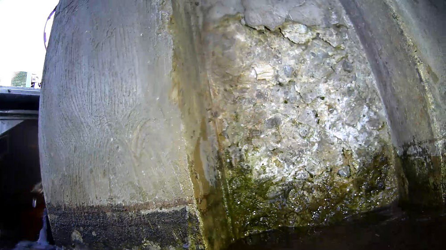 Reach DDCS frame of a submerged concrete face showing surface texture